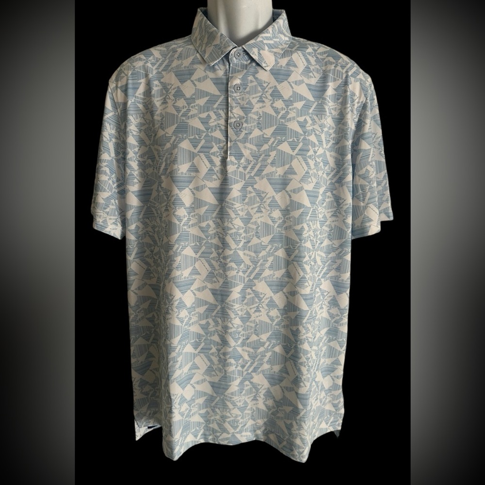 ROBERT GRAHAM MENS POLO SHIRT PERFORMANCE BLUE GEOMETRIC EMBROIDERED SKULL L - Picture 3 of 9